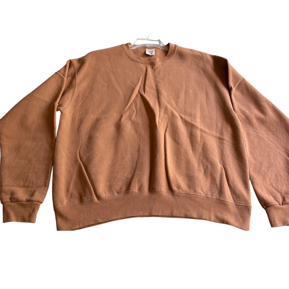 Vintage Cheetah Crewneck Sweatshirt Brown Made in USA Mens Large Blank Boxy